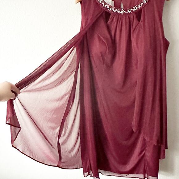 Azazie Viviana Cabernet A-line Fly Away Jewel Neck Dress Women's Plus Size 24 - Picture 6 of 14